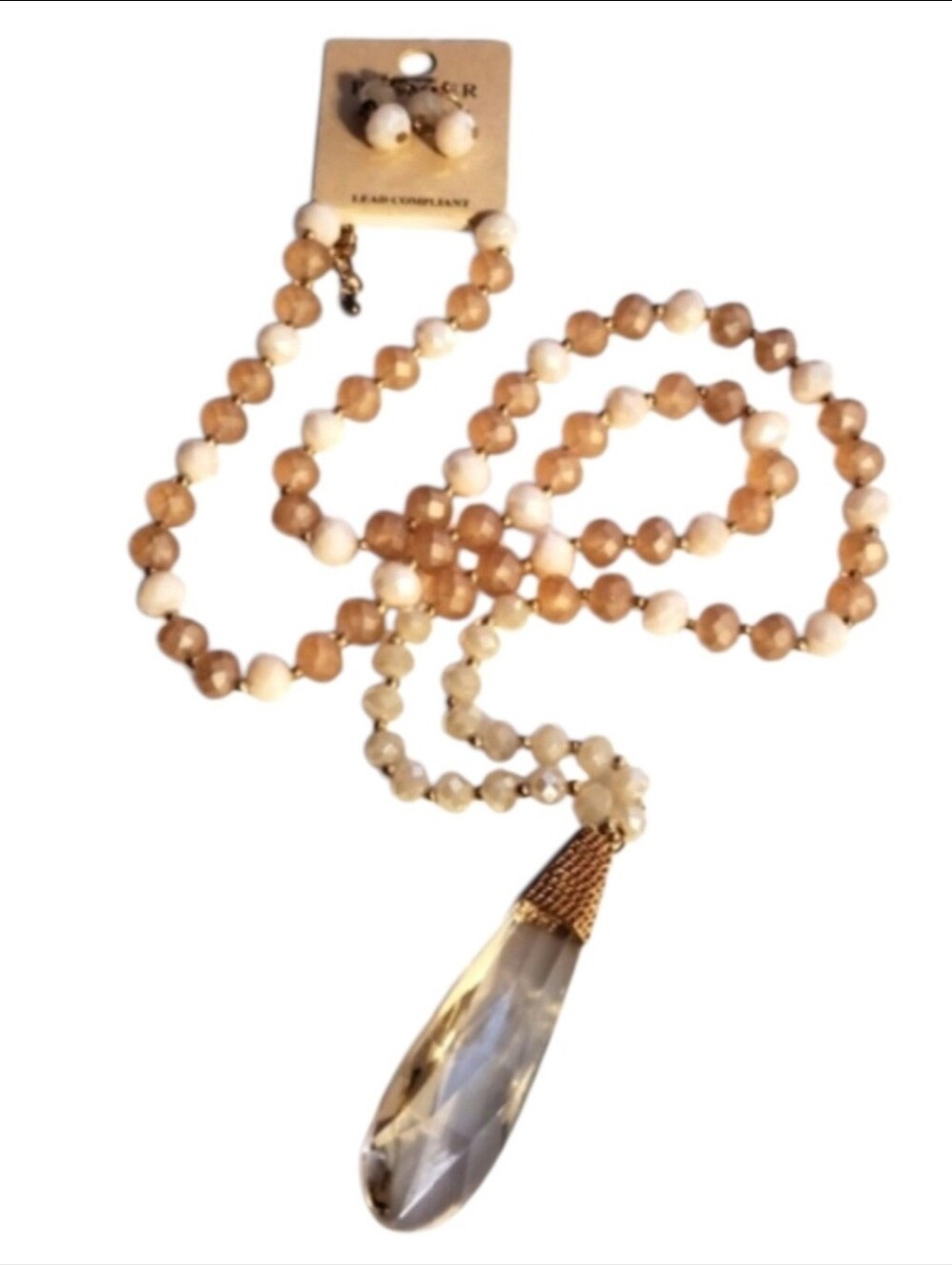 Faceted Crystal Teardrop Necklace and Earring Set